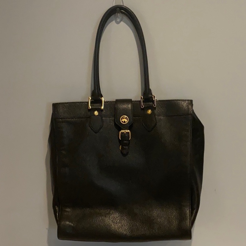 Brooks brothers large leather black tote